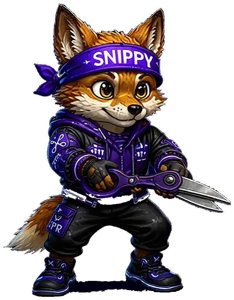 Snippy the fox, ready to slice